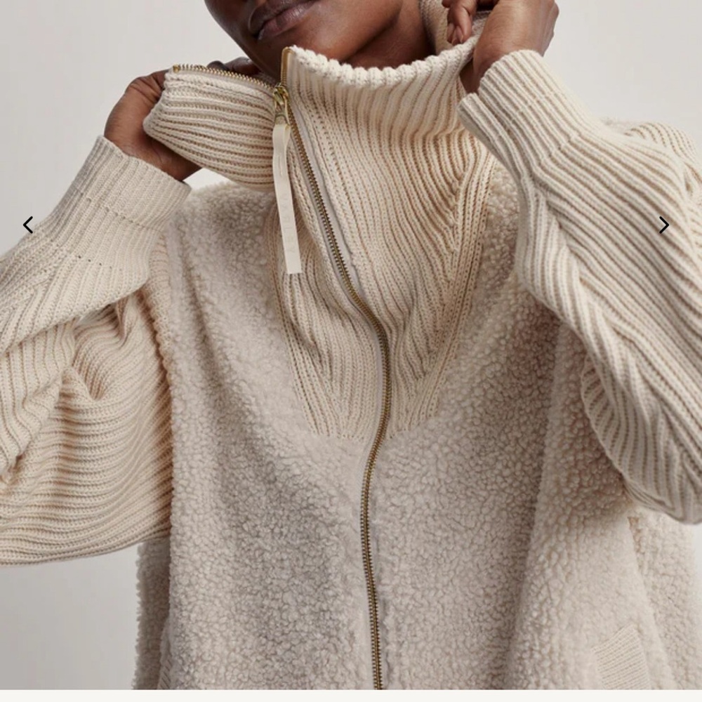 Varley Beige Sherpa Zip-Up Jacket - Picture 6 of 9
